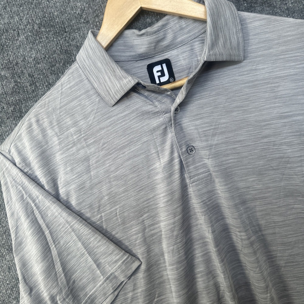 FJ FootJoy Mens Golf Polo Shirt Performance Sz XL Heather Gray Short Sleeve